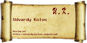Udvardy Kolos névjegykártya